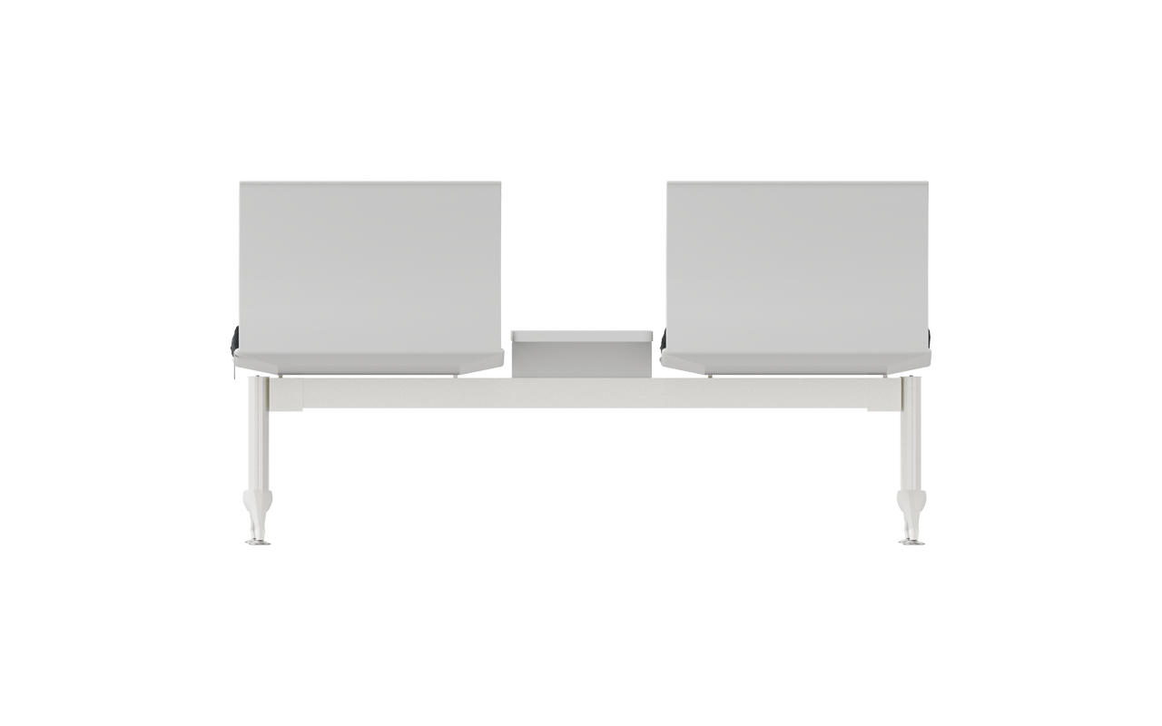 Monza İkili Kolsuz Orta Sehpalı Oturak Döşemeli Bekleme Koltuğu | Plastik Sırtlı Melamin Sehpalı Terminal Bankı | Gasell