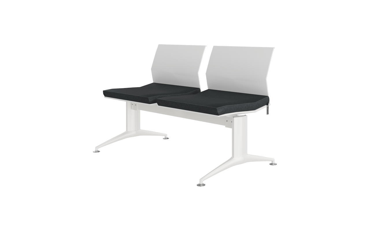 Monza İkili Kolsuz Oturak Döşemeli Bekleme Koltuğu | Plastik Sırtlı Terminal Bankı | Gasell