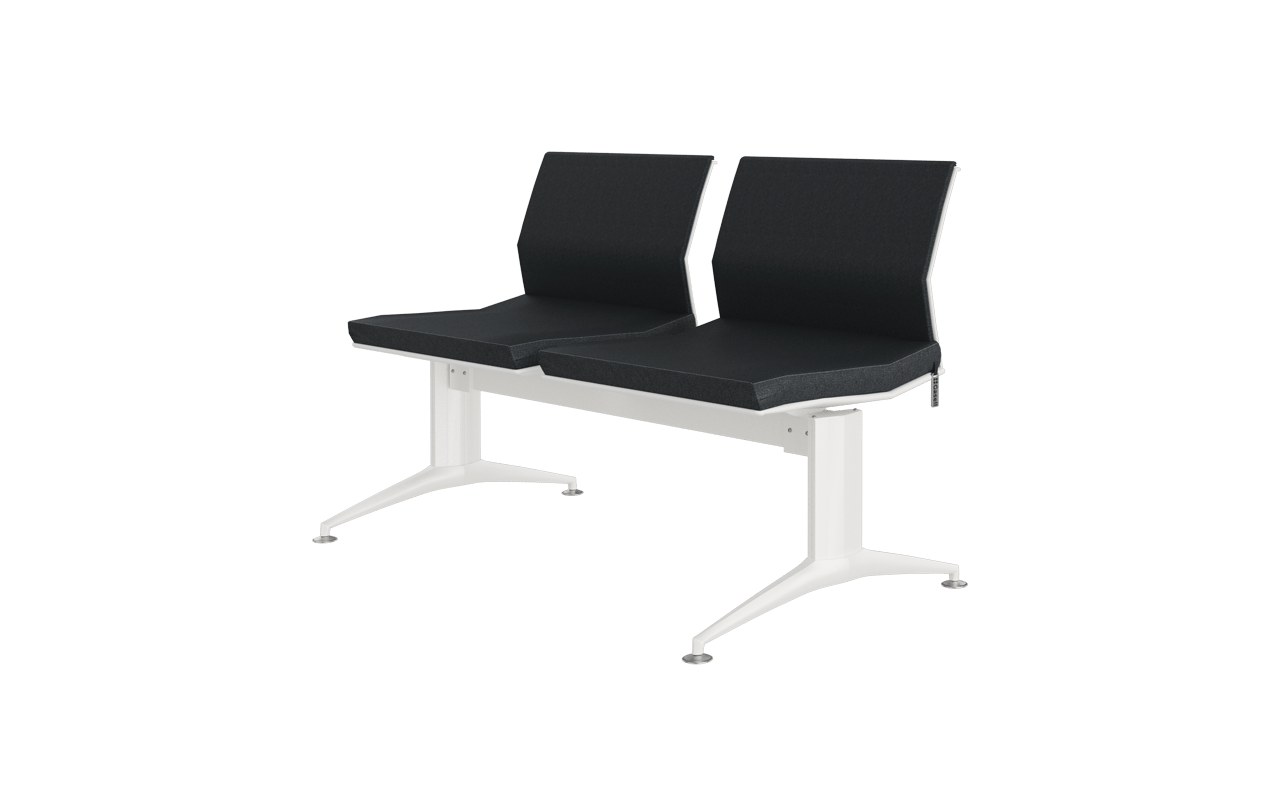 Monza İkili Kolsuz Tam Döşemeli Bekleme Koltuğu | Beyaz Plastik Terminal Bankı | Gasell