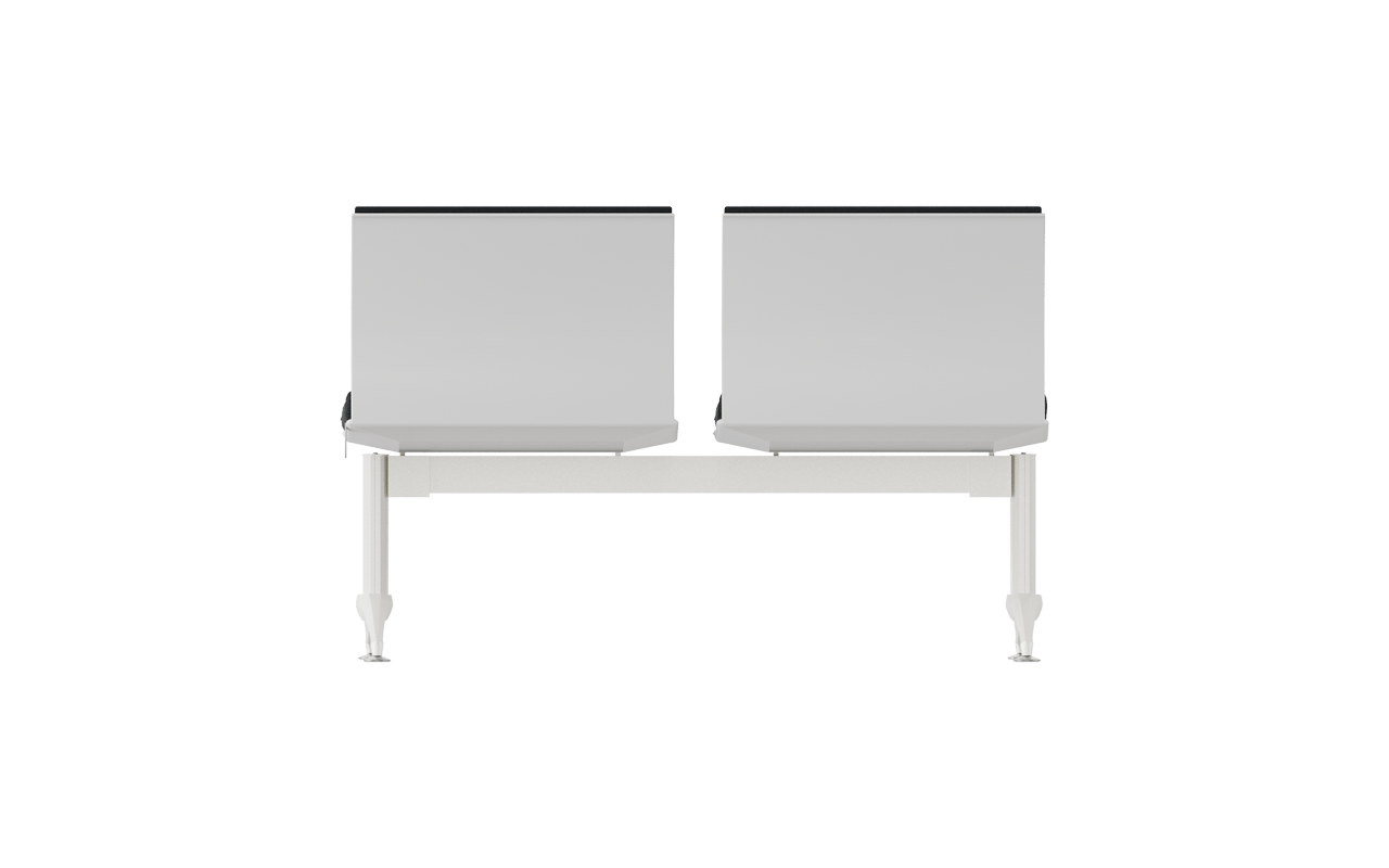 Monza İkili Kolsuz Tam Döşemeli Bekleme Koltuğu | Beyaz Plastik Terminal Bankı | Gasell