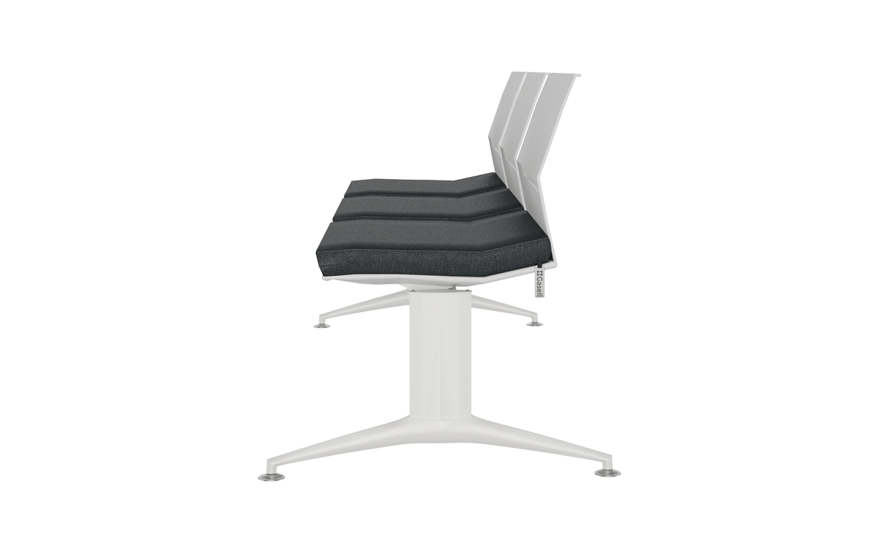 Monza Üçlü Kolsuz Tam Döşemeli Bekleme Koltuğu | Beyaz Plastik Üçlü Terminal Bankı | Gasell