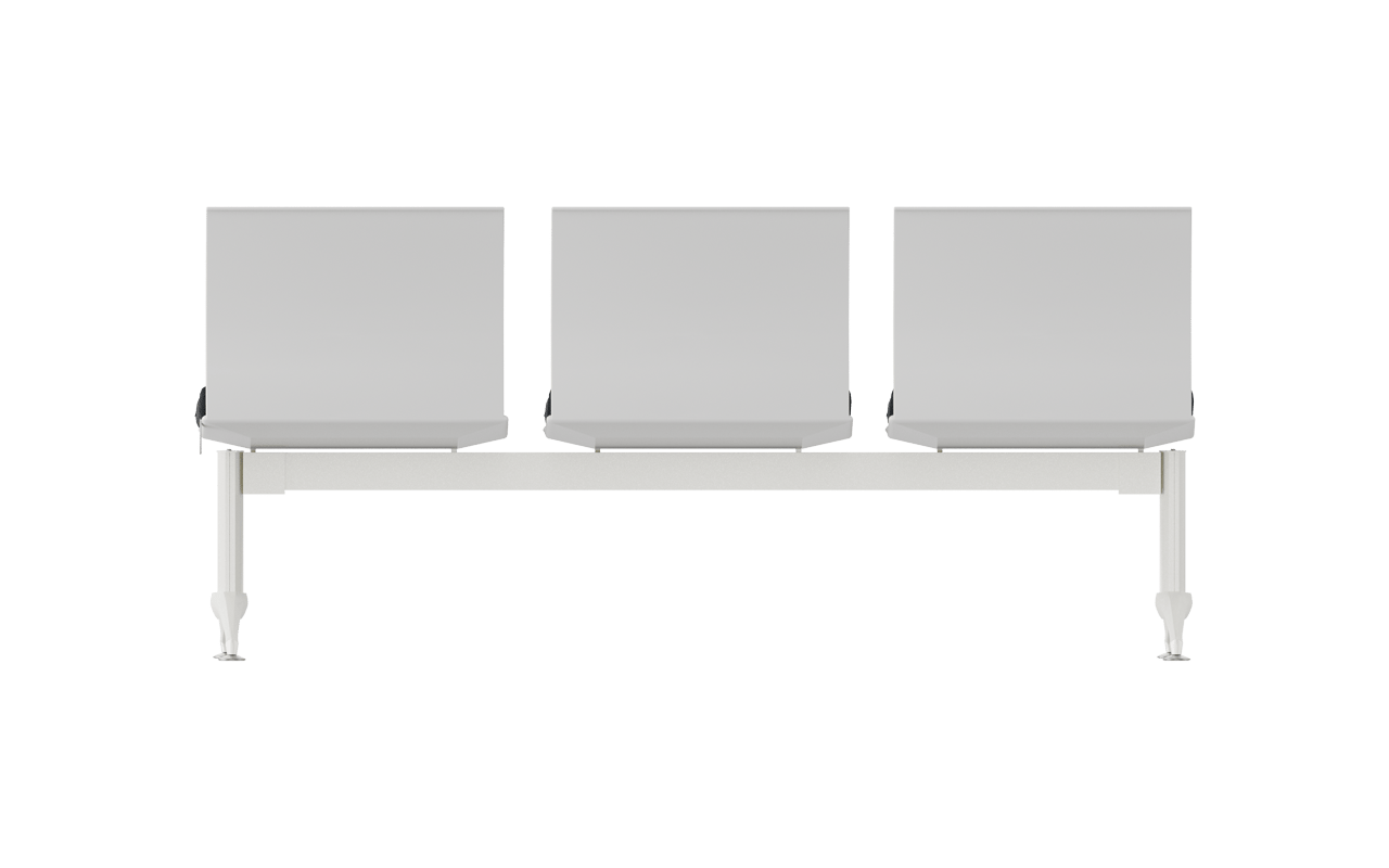 Monza Üçlü Kolsuz Tam Döşemeli Bekleme Koltuğu | Beyaz Plastik Üçlü Terminal Bankı | Gasell