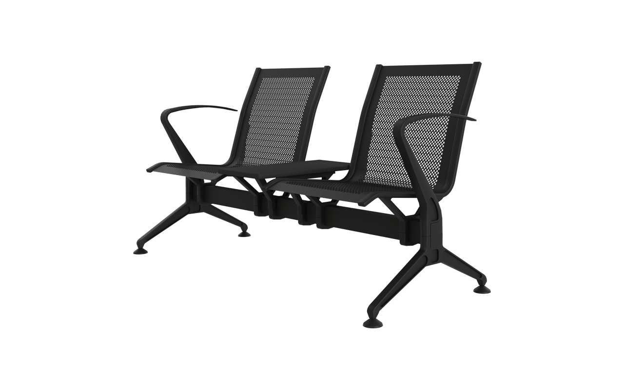 STEEL İkili Terminal Bekleme Kollu Ara Sehpalı | Premium Mesh İkili Terminal Koltuğu | Gasell