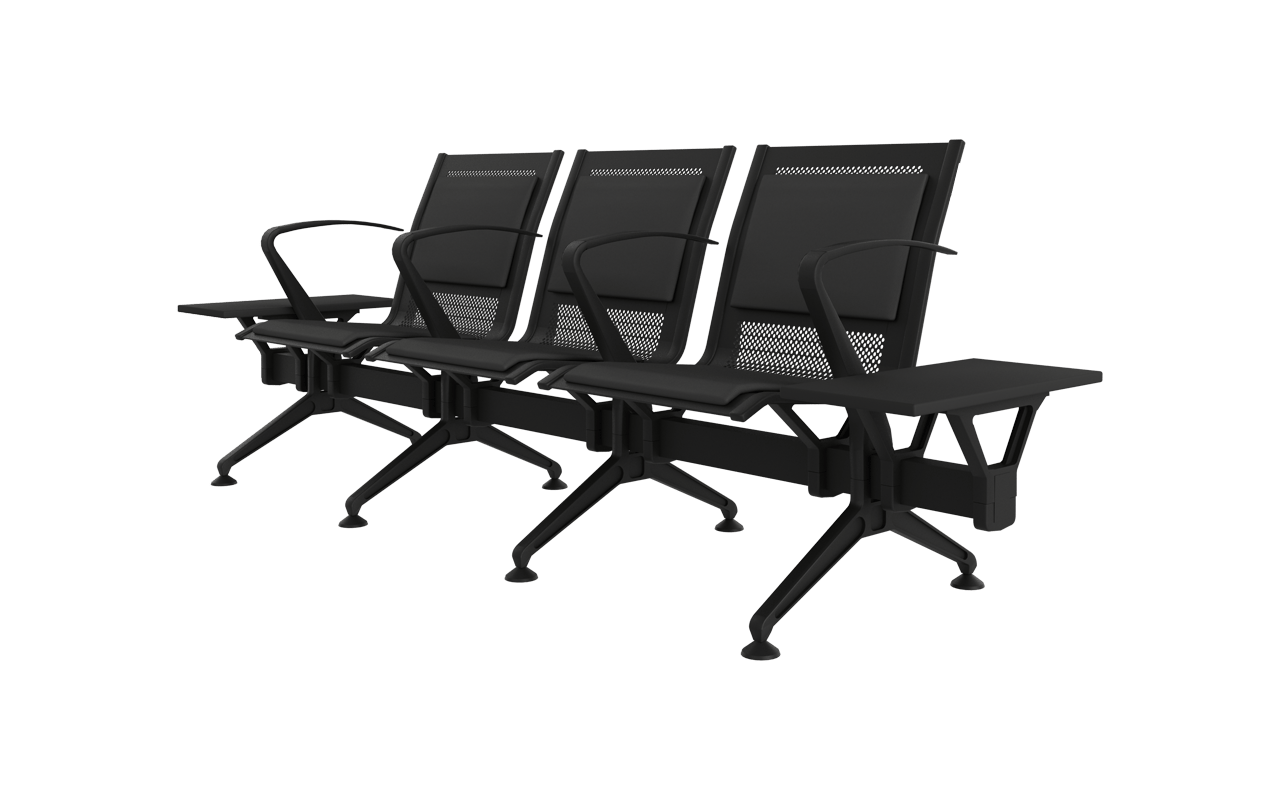 Steel Soft Üçlü Kollu Yan Sehpalı Bekleme Koltuğu | Alüminyum Ayaklı Terminal Bankı | Gasell