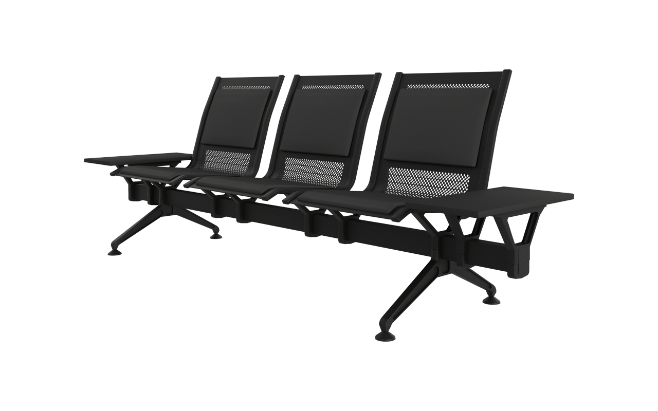 Steel Soft Üçlü Kolsuz Yan Sehpalı Bekleme Koltuğu | Geniş Terminal Bankı | Gasell