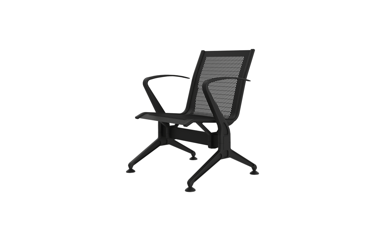 STEEL Tekli Terminal Bekleme Kollu | Mesh Terminal Koltuğu | Gasell