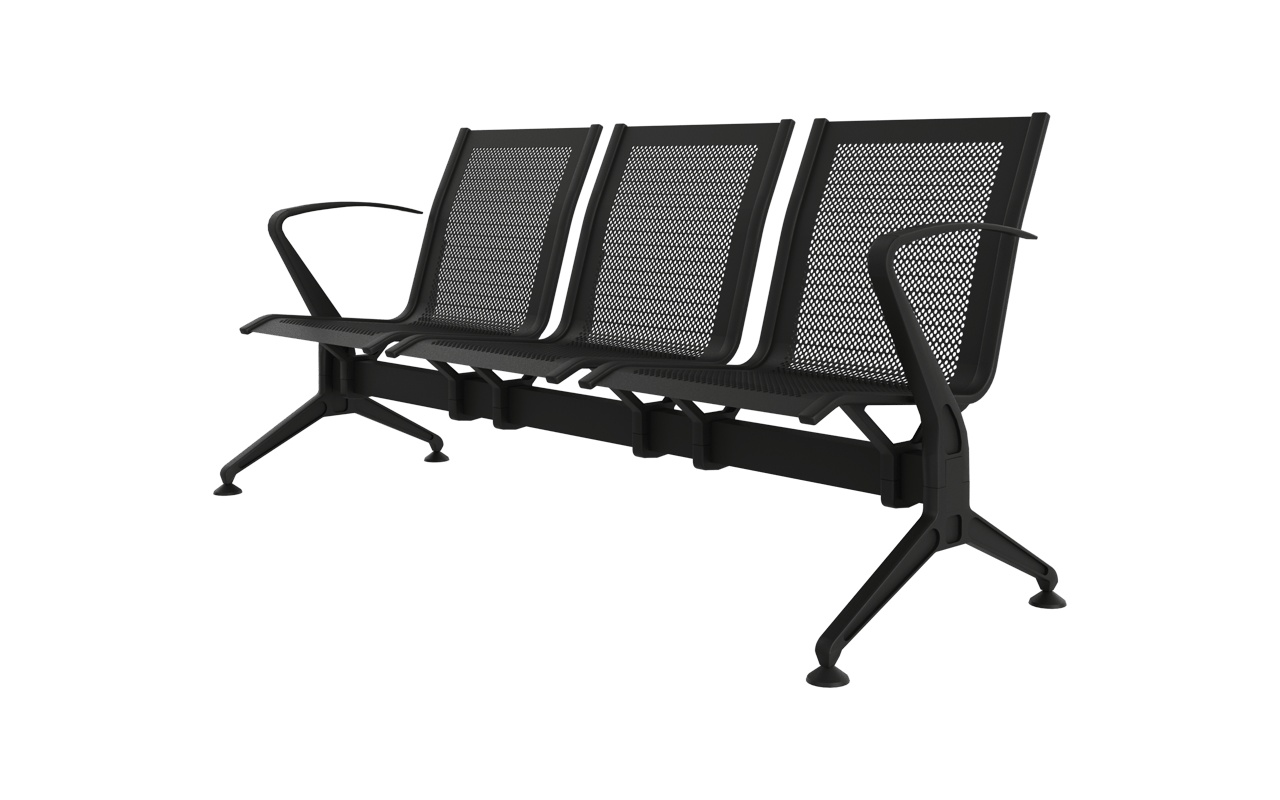 STEEL Üçlü Terminal Bekleme Kollu | Premium Mesh Üçlü Terminal Koltuğu | Gasell