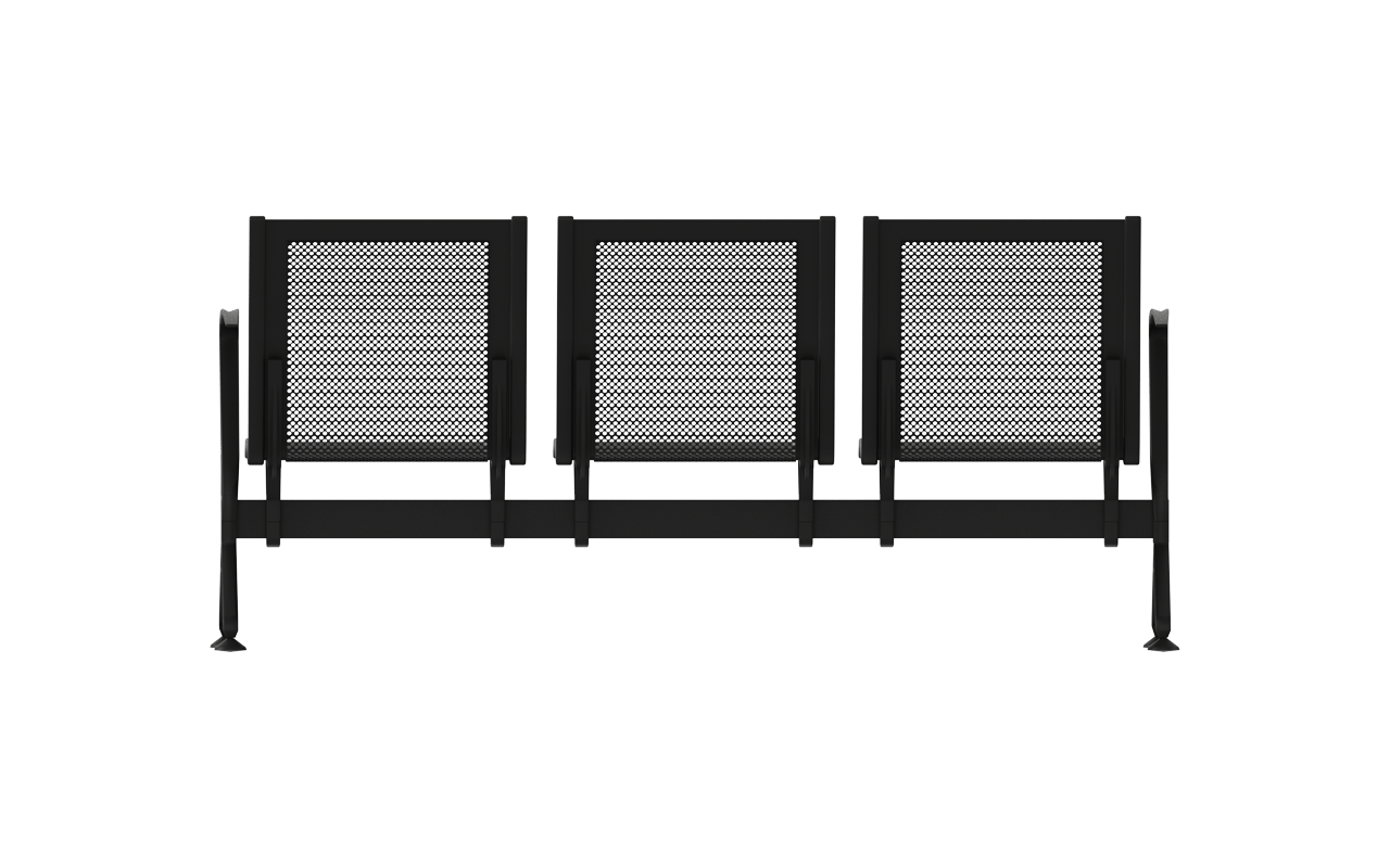 STEEL Üçlü Terminal Bekleme Kollu | Premium Mesh Üçlü Terminal Koltuğu | Gasell