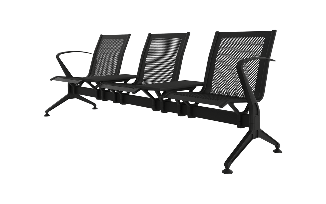 STEEL Üçlü Terminal Bekleme Kollu Ara Sehpalı | Ultimate Premium Terminal Koltuğu | Gasell