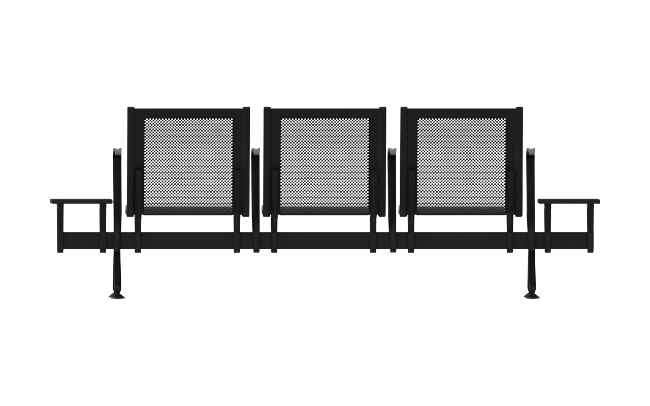 STEEL Üçlü Terminal Bekleme Ara Kollu Yan Sehpalı | Mega Premium Terminal Koltuğu | Gasell