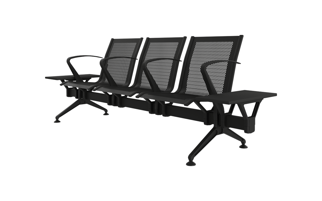 STEEL Üçlü Terminal Bekleme Ara Kollu Yan Sehpalı | Mega Premium Terminal Koltuğu | Gasell