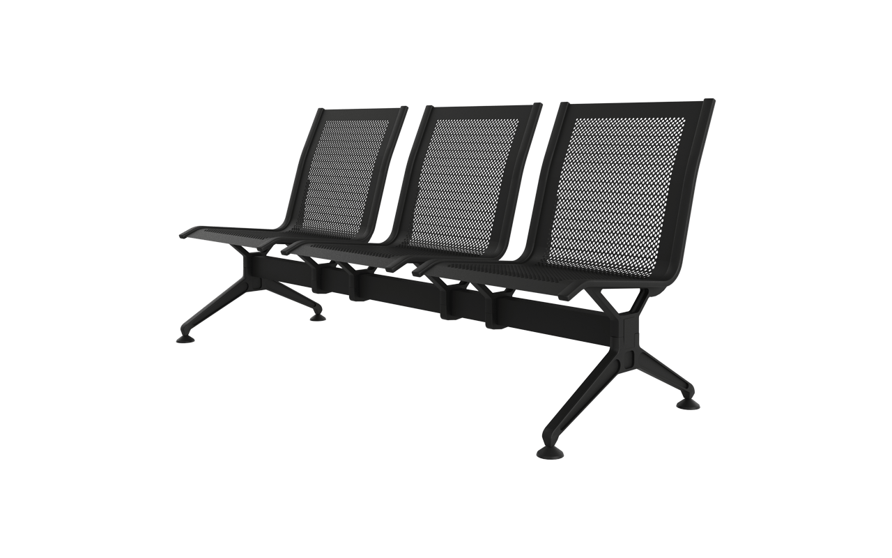 STEEL Üçlü Terminal Bekleme Kolsuz | Kompakt Mesh Üçlü Terminal Koltuğu | Gasell