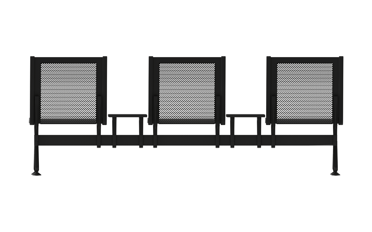 STEEL Üçlü Terminal Bekleme Kolsuz Ara Sehpalı | Space-Saving Çift Sehpalı Terminal Koltuğu | Gasell