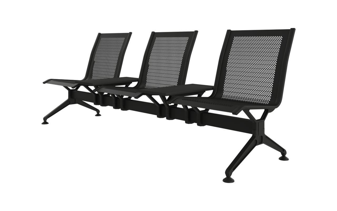 STEEL Üçlü Terminal Bekleme Kolsuz Ara Sehpalı | Space-Saving Çift Sehpalı Terminal Koltuğu | Gasell