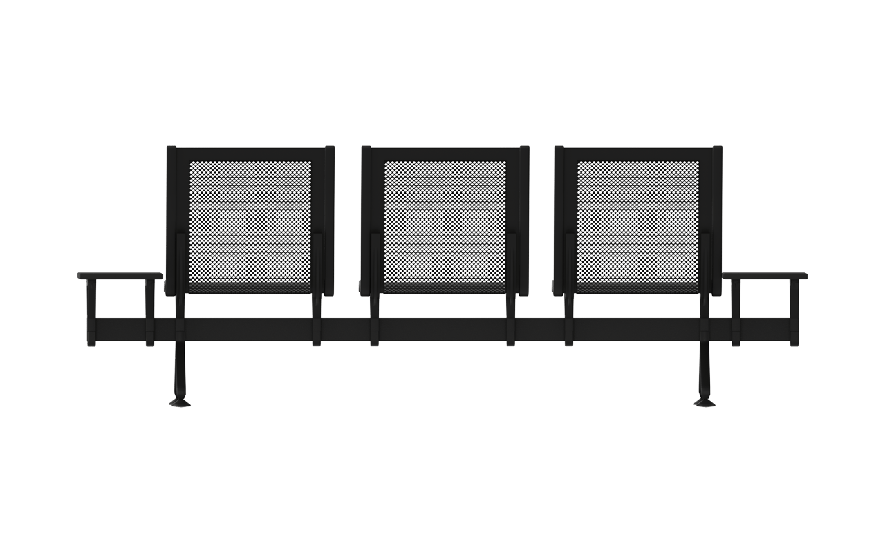 STEEL Üçlü Terminal Bekleme Kolsuz Yan Sehpalı | Sophisticated Space-Saving Terminal Koltuğu | Gasell