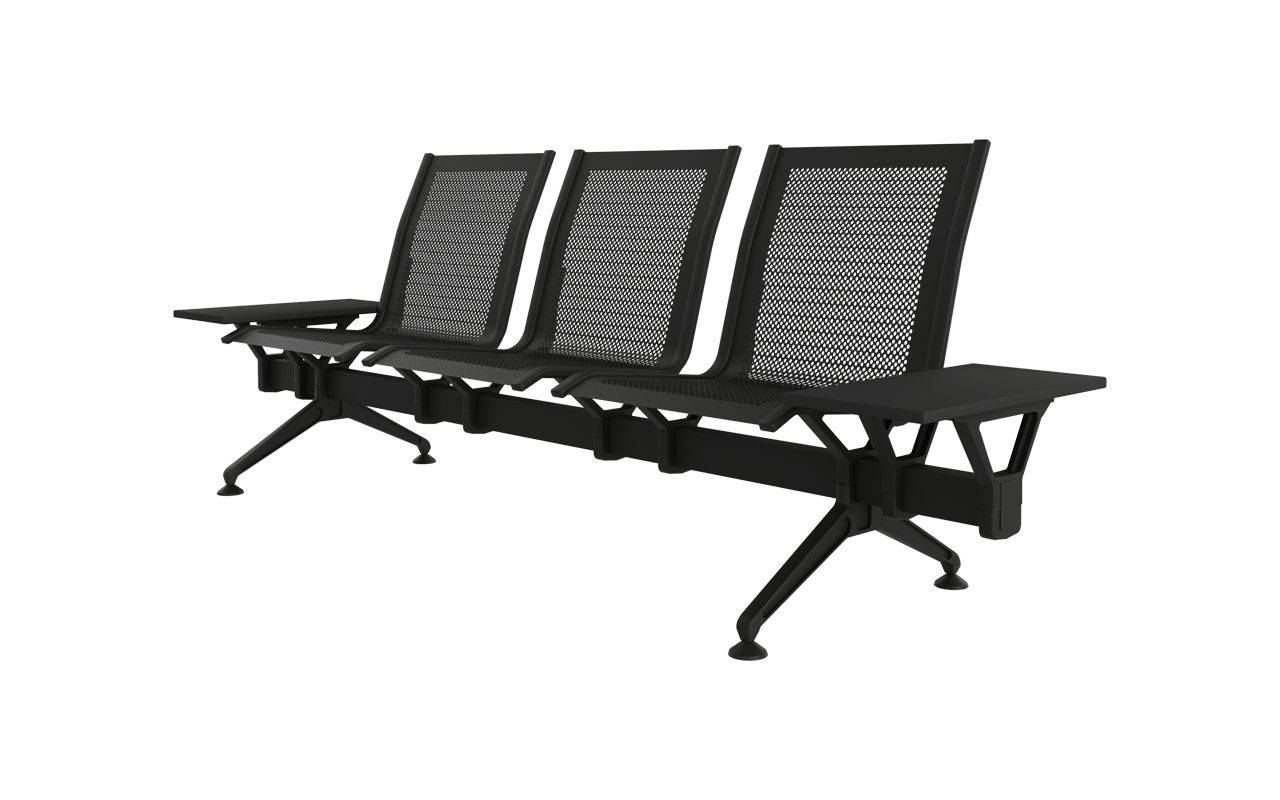 STEEL Üçlü Terminal Bekleme Kolsuz Yan Sehpalı | Sophisticated Space-Saving Terminal Koltuğu | Gasell