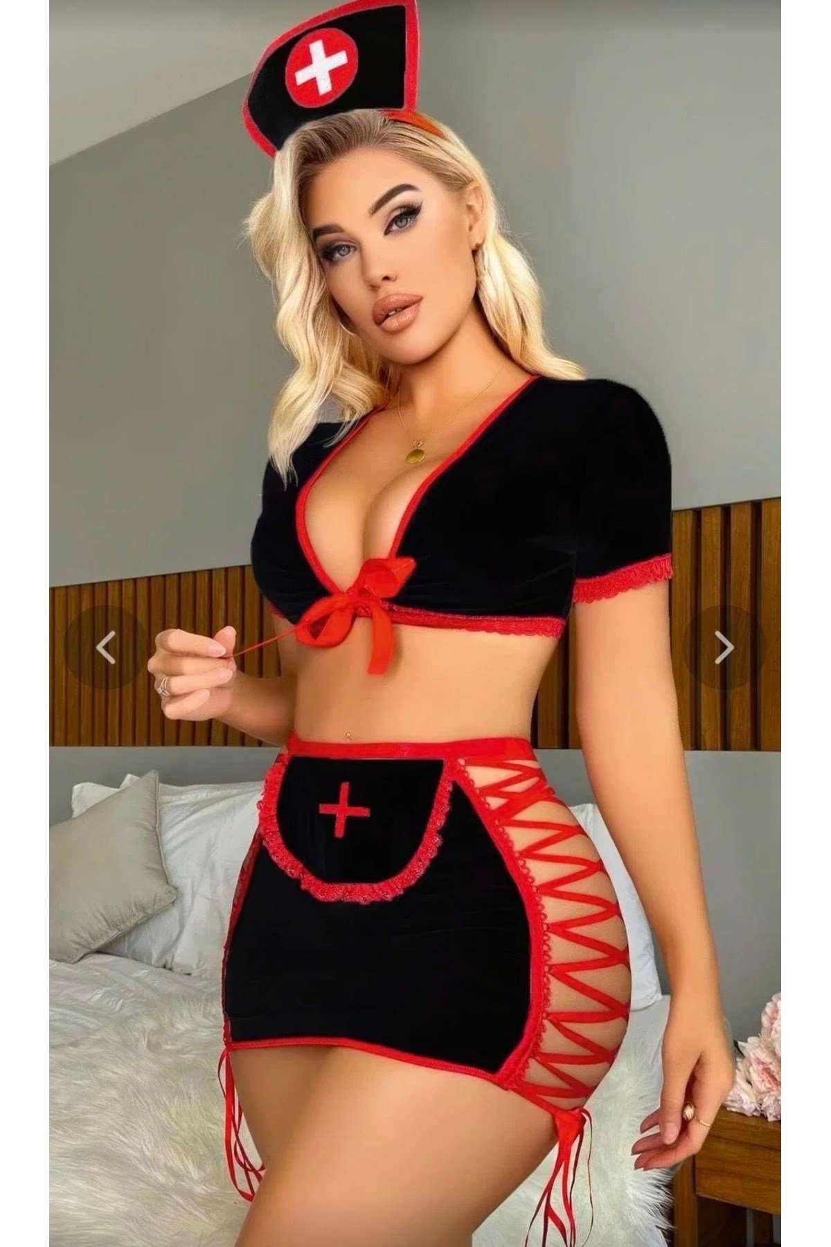 Fantezi Kostümü 3 Parça Set Seksi Kadın İç Giyim Özel Tasarım