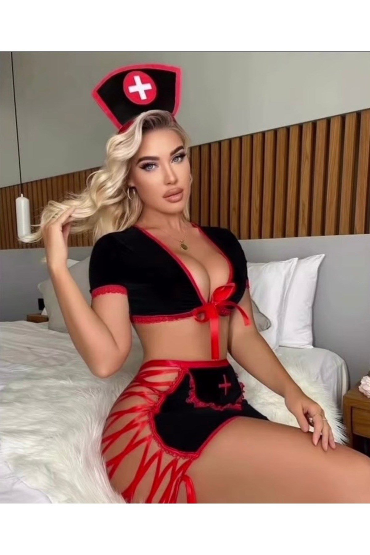 Fantezi Kostümü 3 Parça Set Seksi Kadın İç Giyim Özel Tasarım