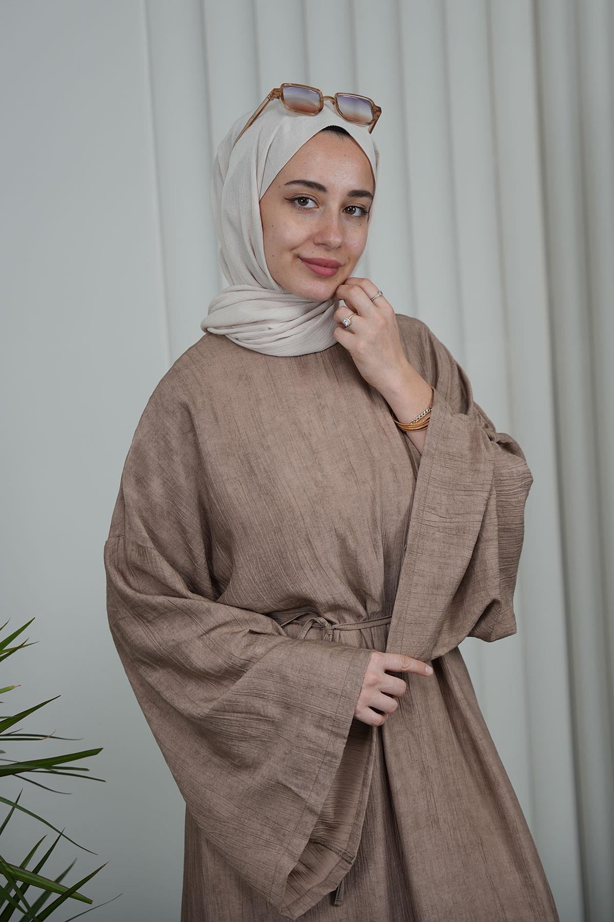 Biyeli  Salaş Elbise - Kahve