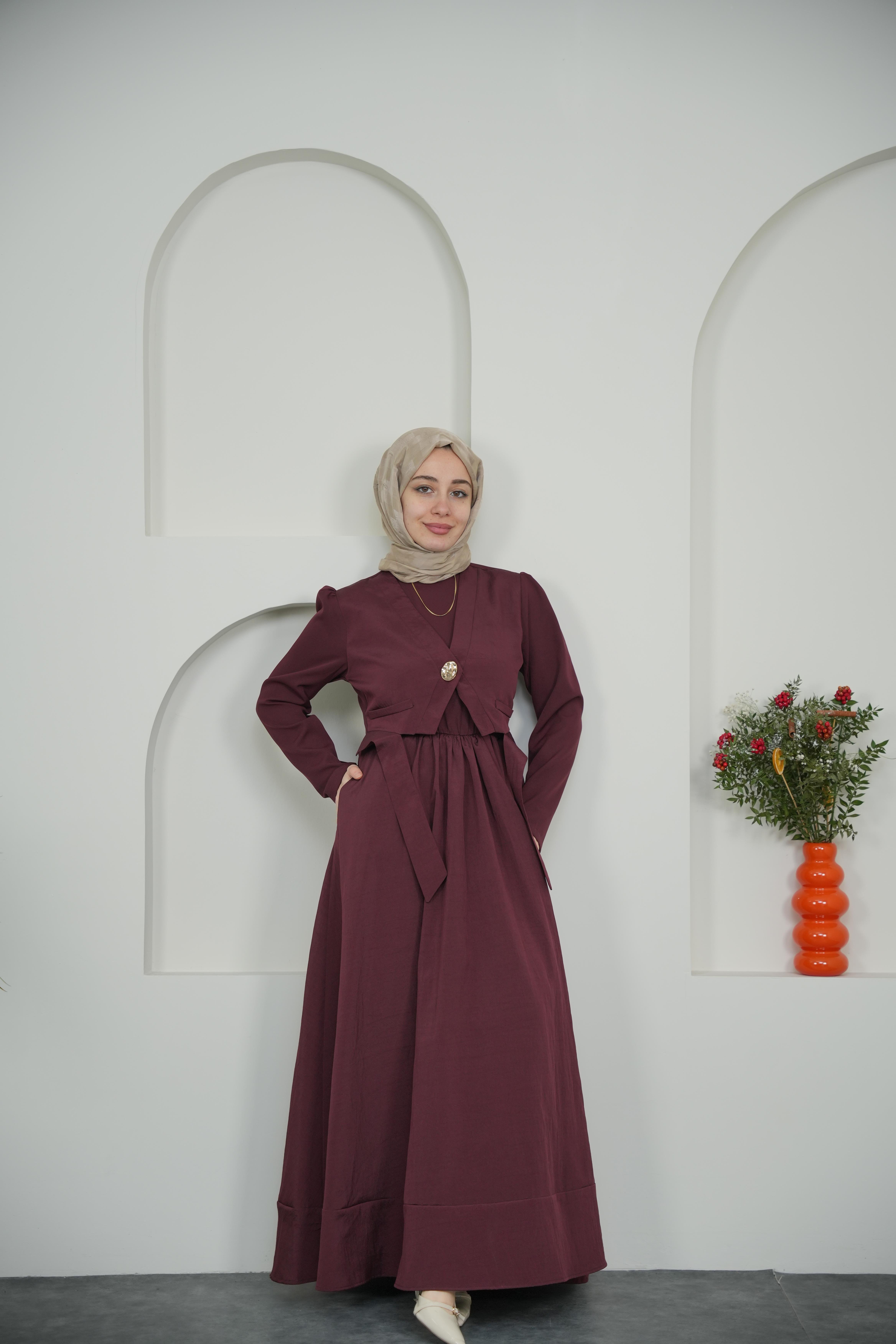 Gold Düğmeli Angora Kaban - Taş