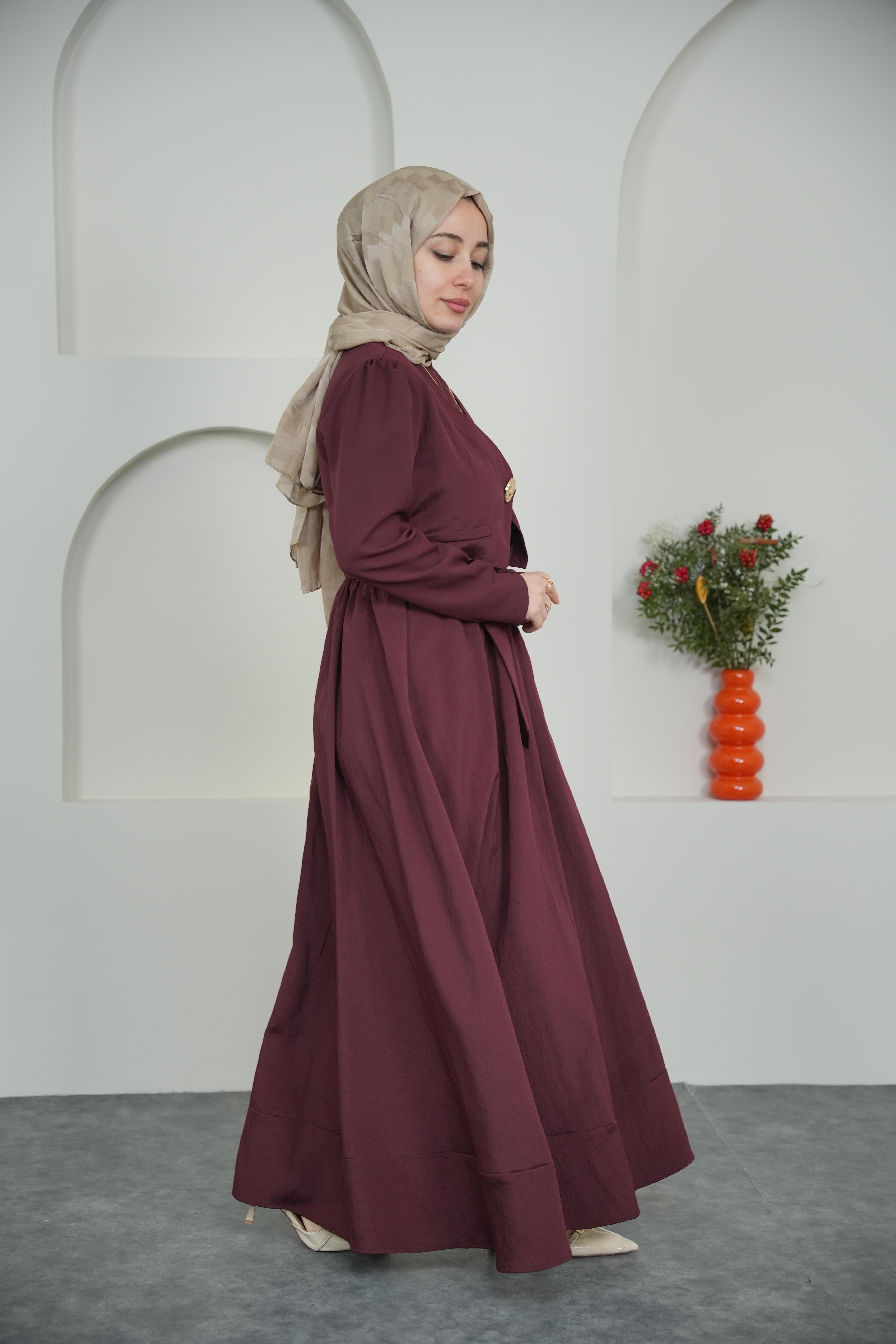 Gold Düğmeli Angora Kaban - Taş