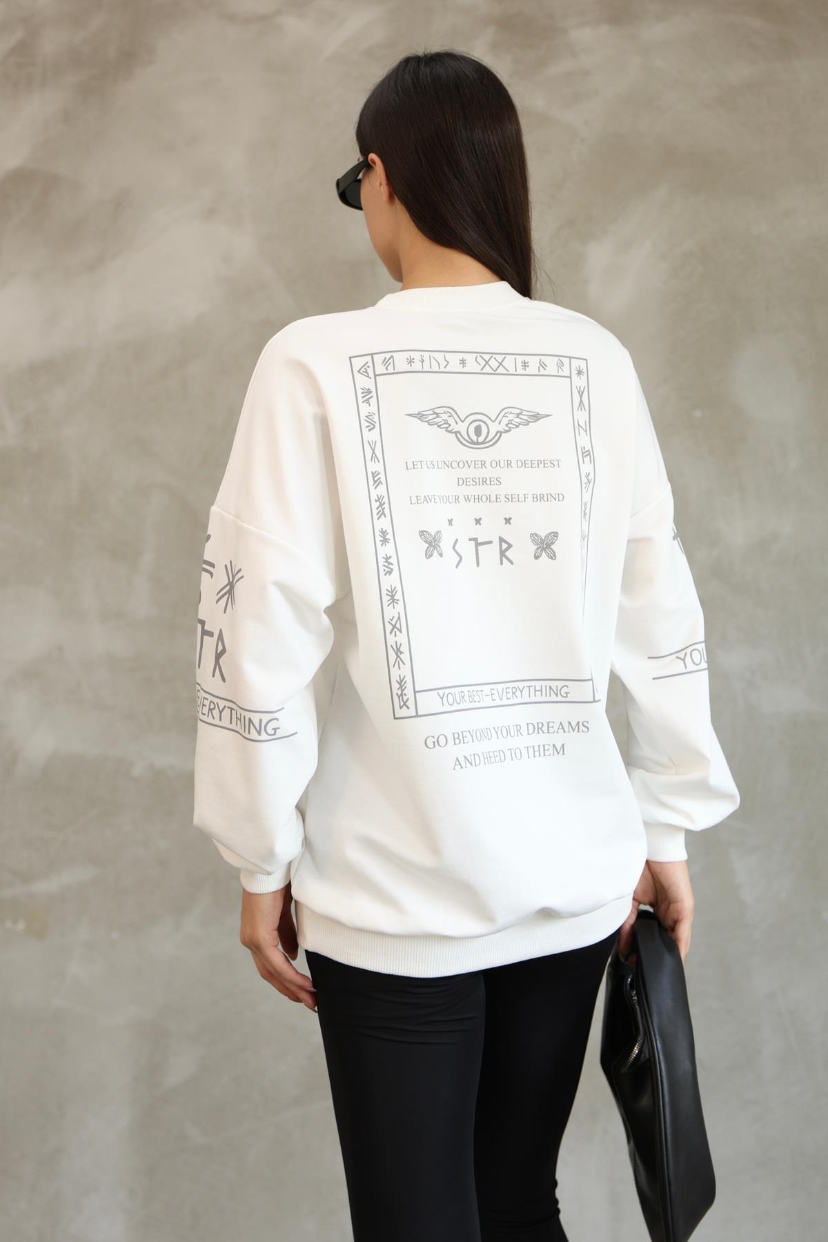 Baskılı Oversize Sweatshırt Mevsimlik 25528