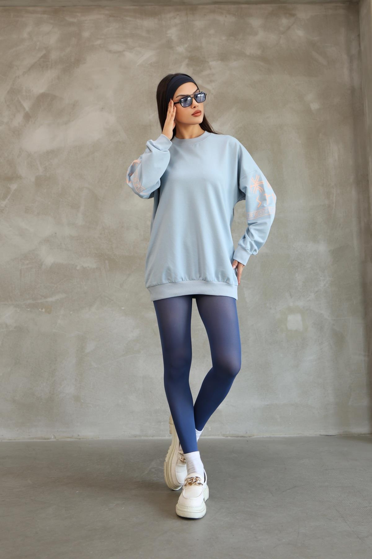 Baskılı Oversize Sweatshırt Mevsimlik 25528