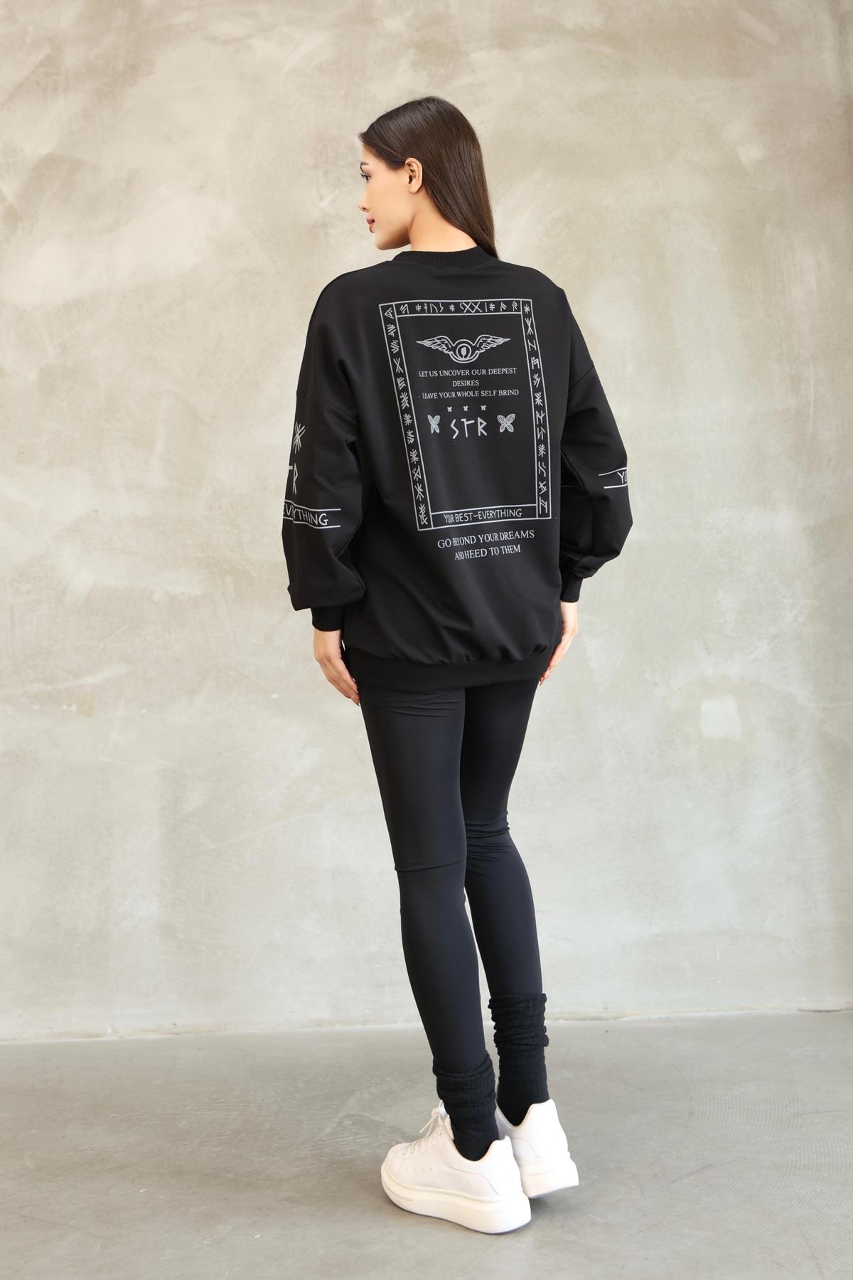 Baskılı Oversize Sweatshırt Mevsimlik 25528