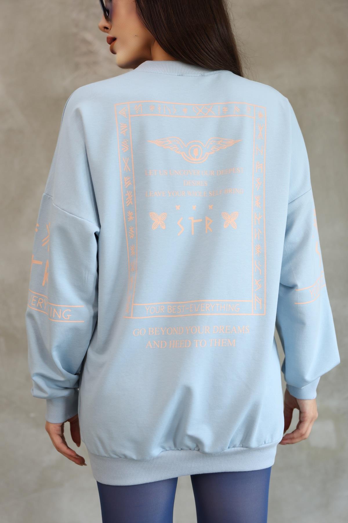 Baskılı Oversize Sweatshırt Mevsimlik 25528