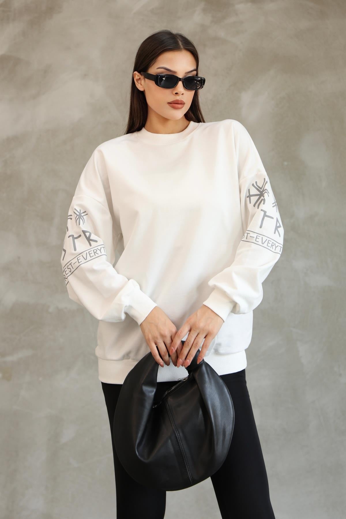 Baskılı Oversize Sweatshırt Mevsimlik 25528