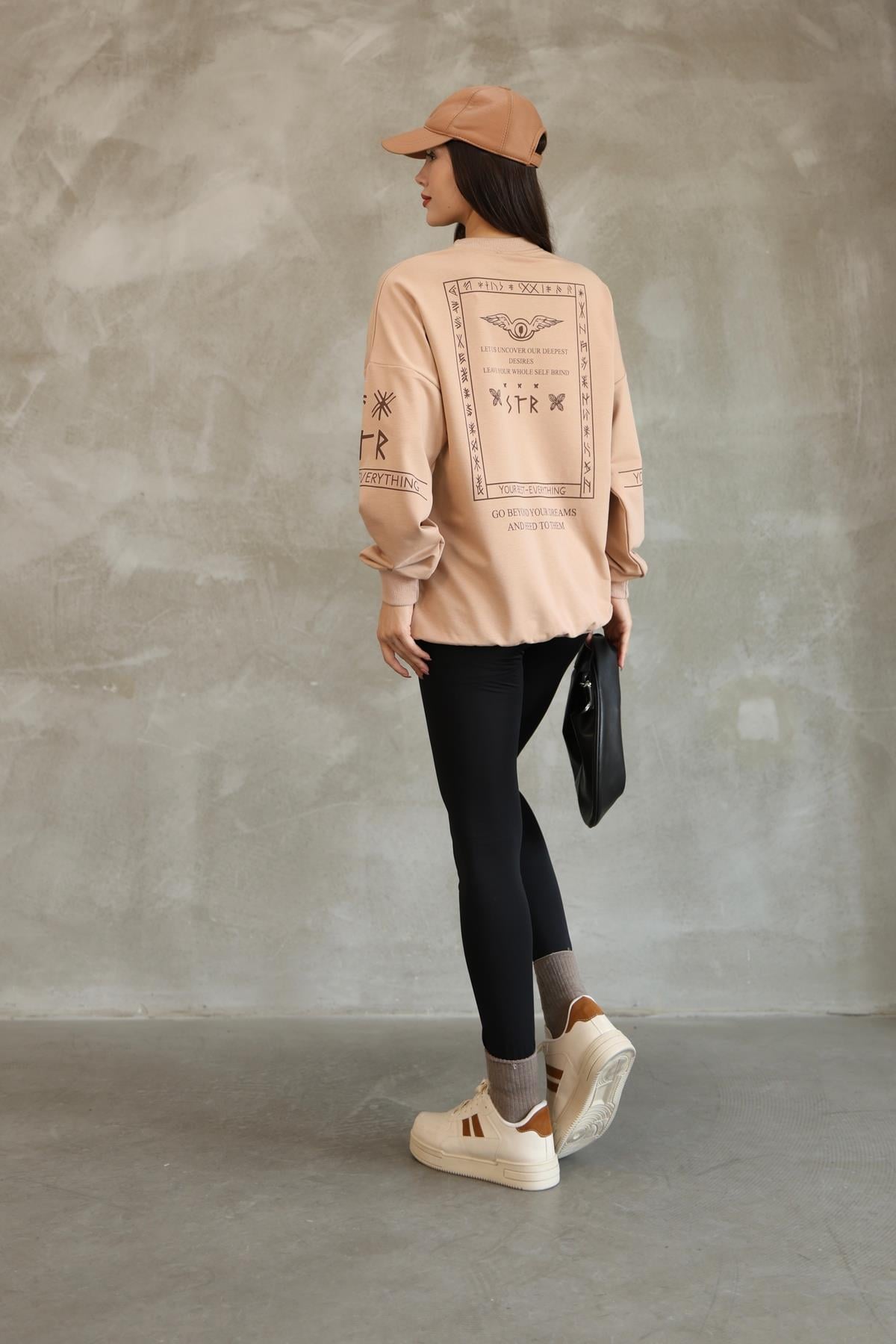 Baskılı Oversize Sweatshırt Mevsimlik 25528