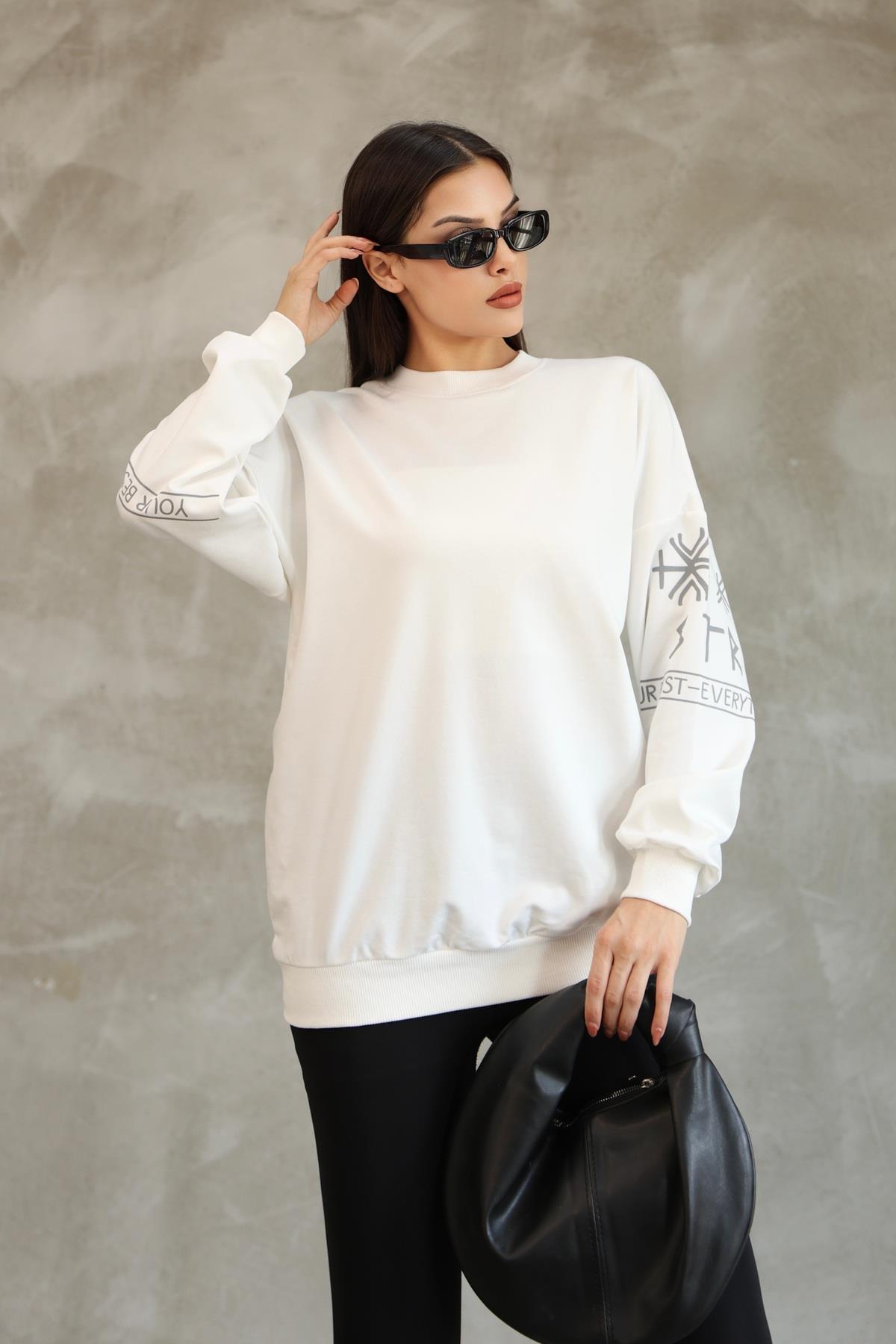 Baskılı Oversize Sweatshırt Mevsimlik 25528