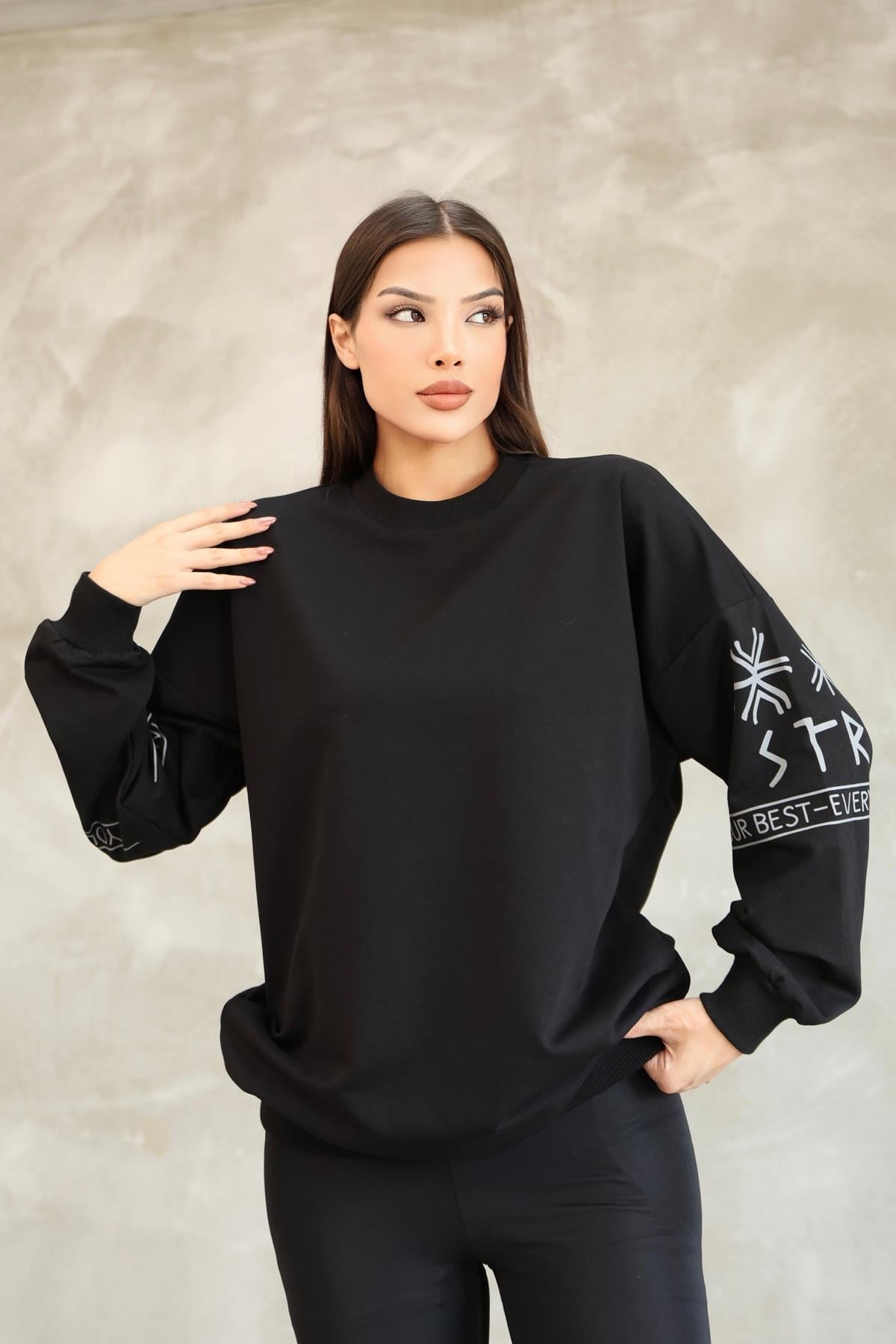 Baskılı Oversize Sweatshırt Mevsimlik 25528