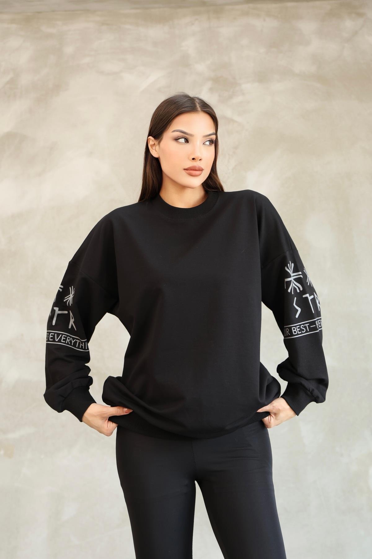 Baskılı Oversize Sweatshırt Mevsimlik 25528