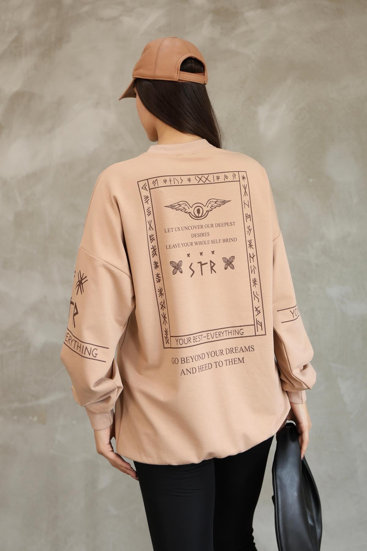 Baskılı Oversize Sweatshırt Mevsimlik 25528