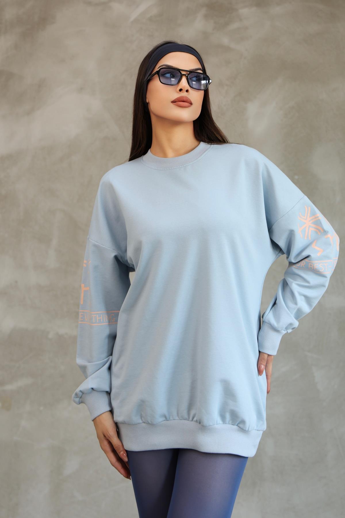Baskılı Oversize Sweatshırt Mevsimlik 25528