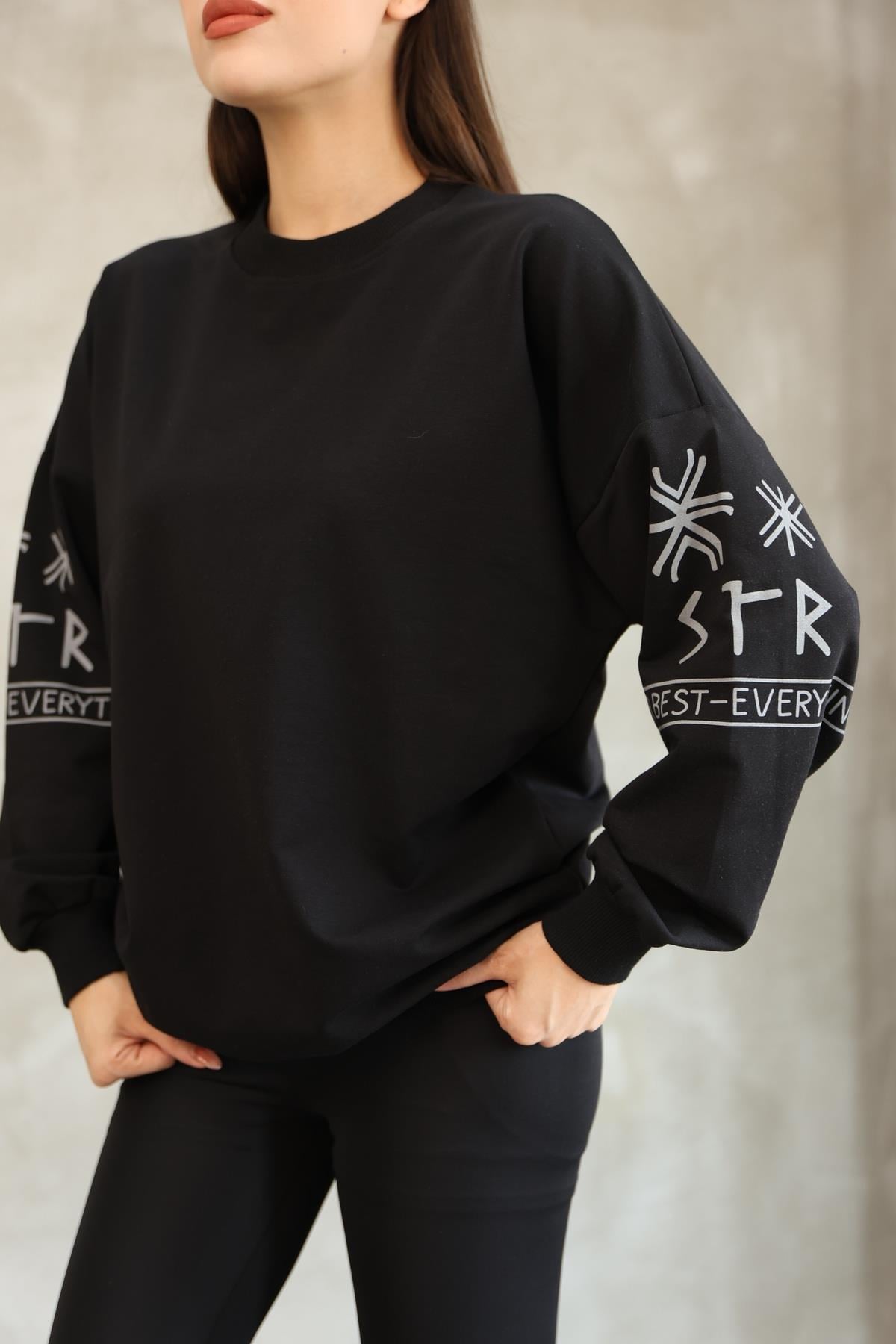 Baskılı Oversize Sweatshırt Mevsimlik 25528