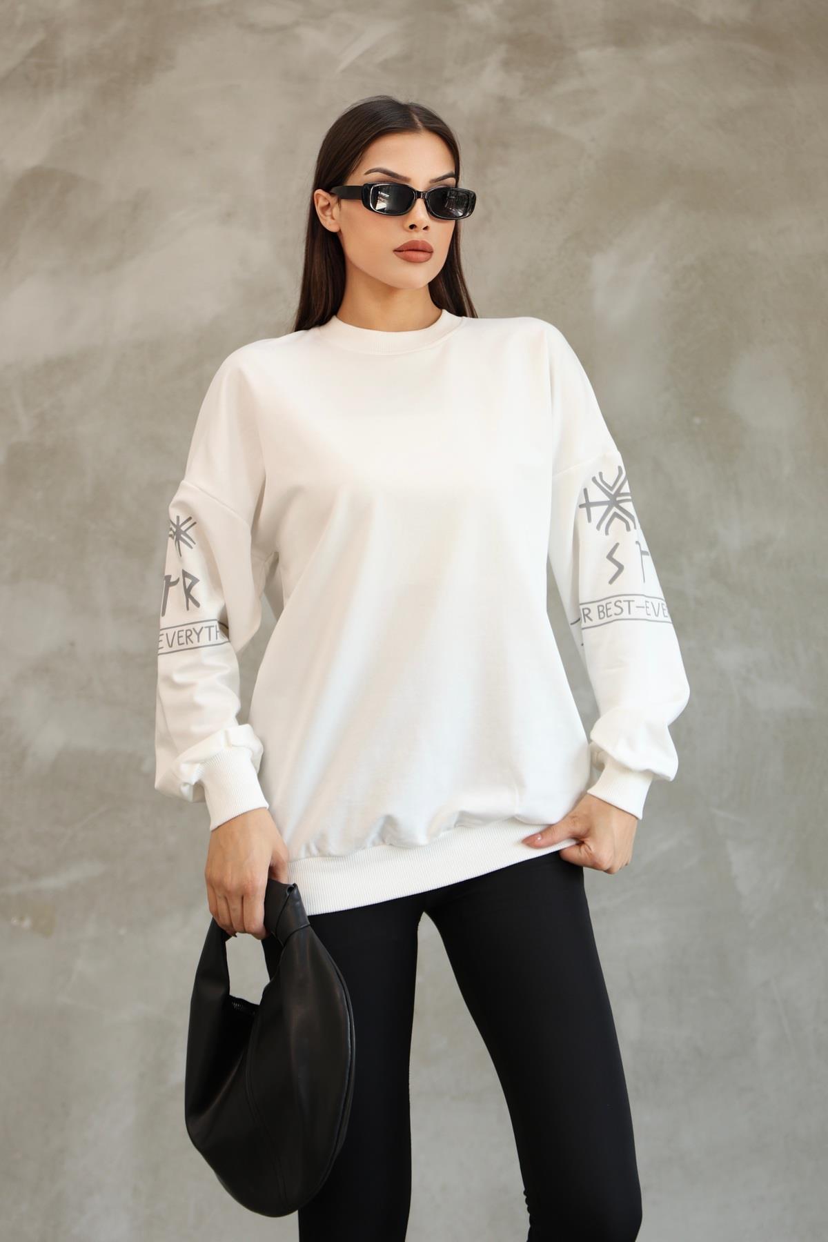Baskılı Oversize Sweatshırt Mevsimlik 25528