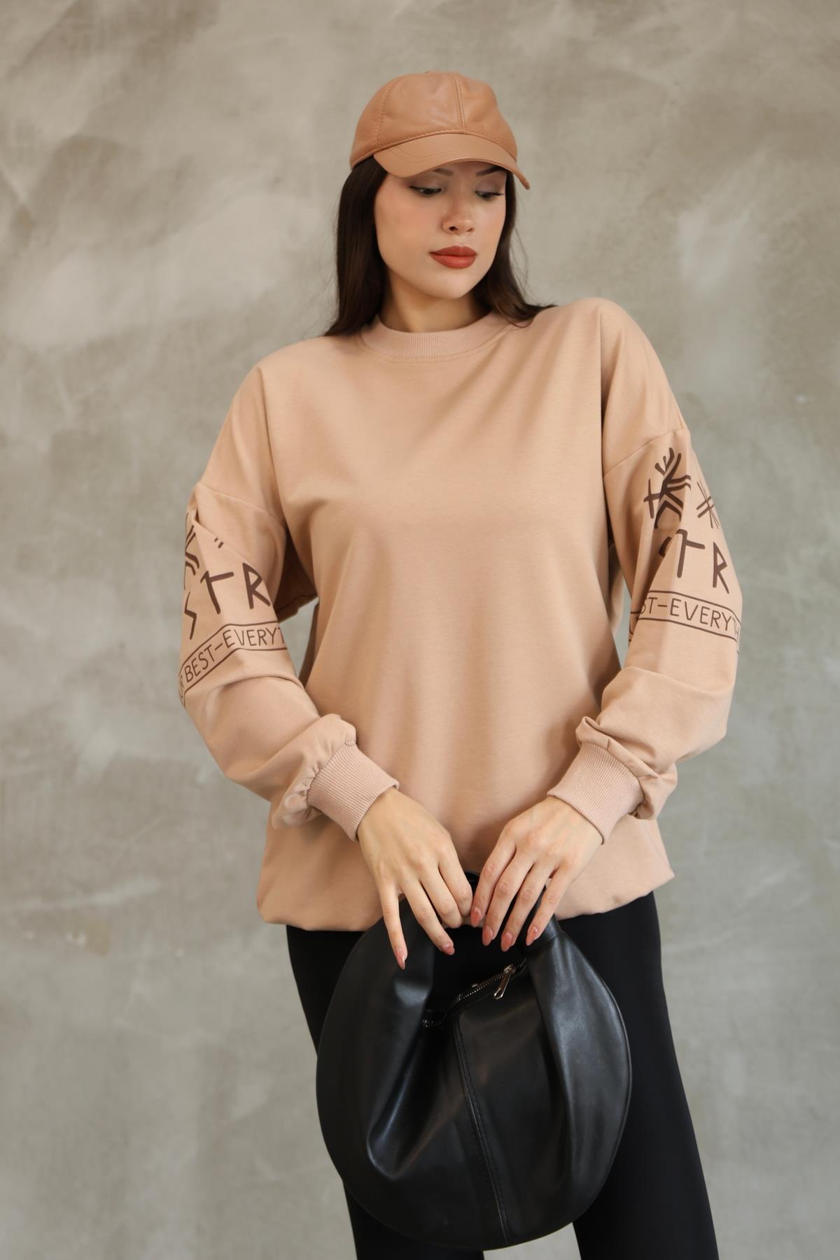 Baskılı Oversize Sweatshırt Mevsimlik 25528