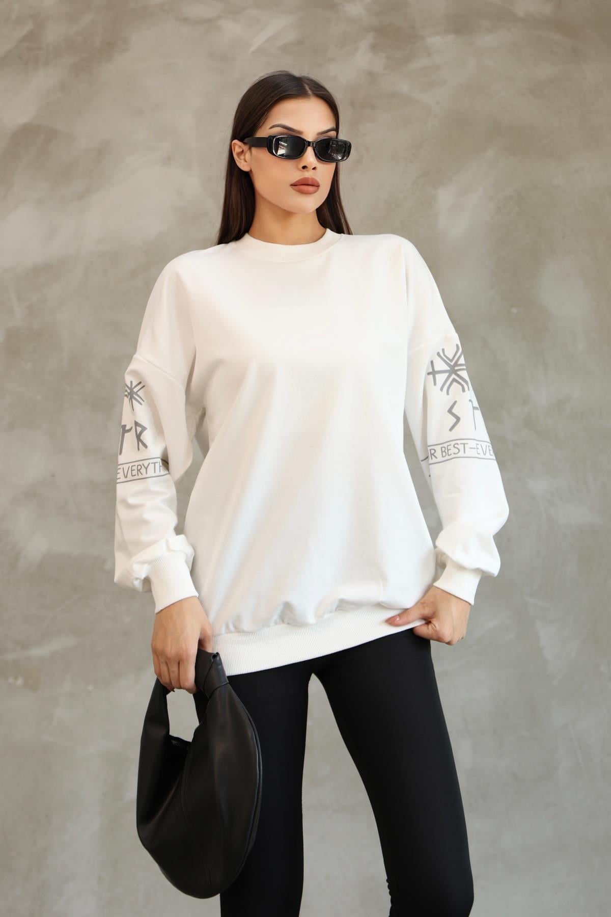 Baskılı Oversize Sweatshırt Mevsimlik 25528