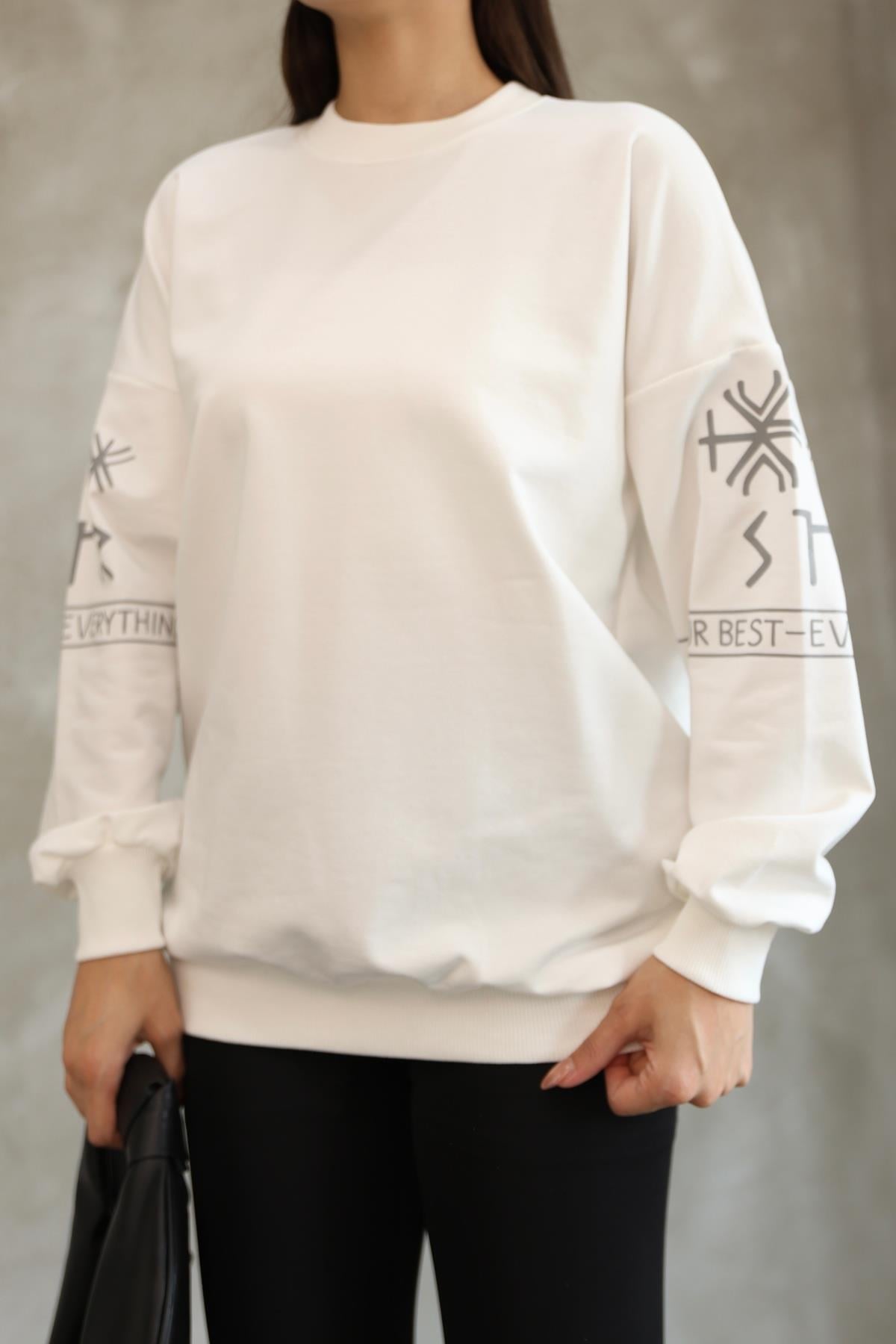 Baskılı Oversize Sweatshırt Mevsimlik 25528