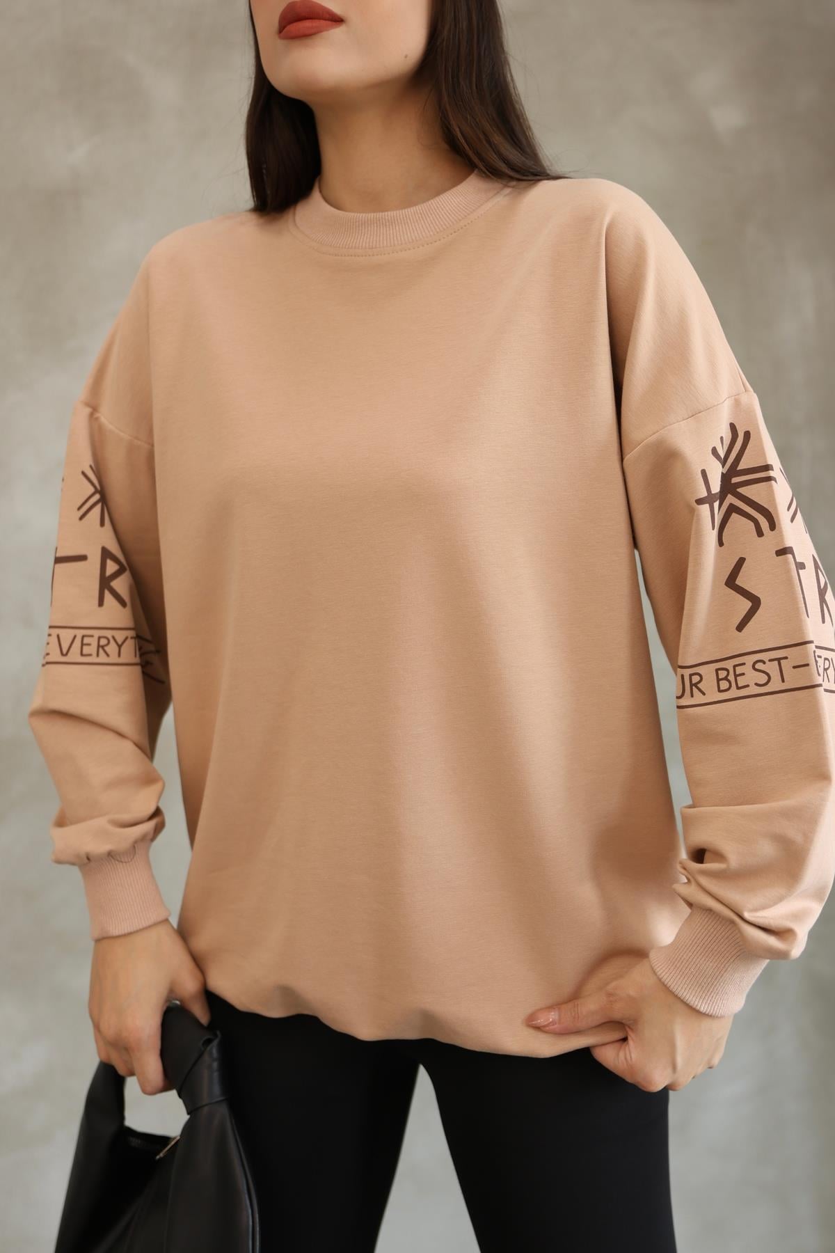 Baskılı Oversize Sweatshırt Mevsimlik 25528