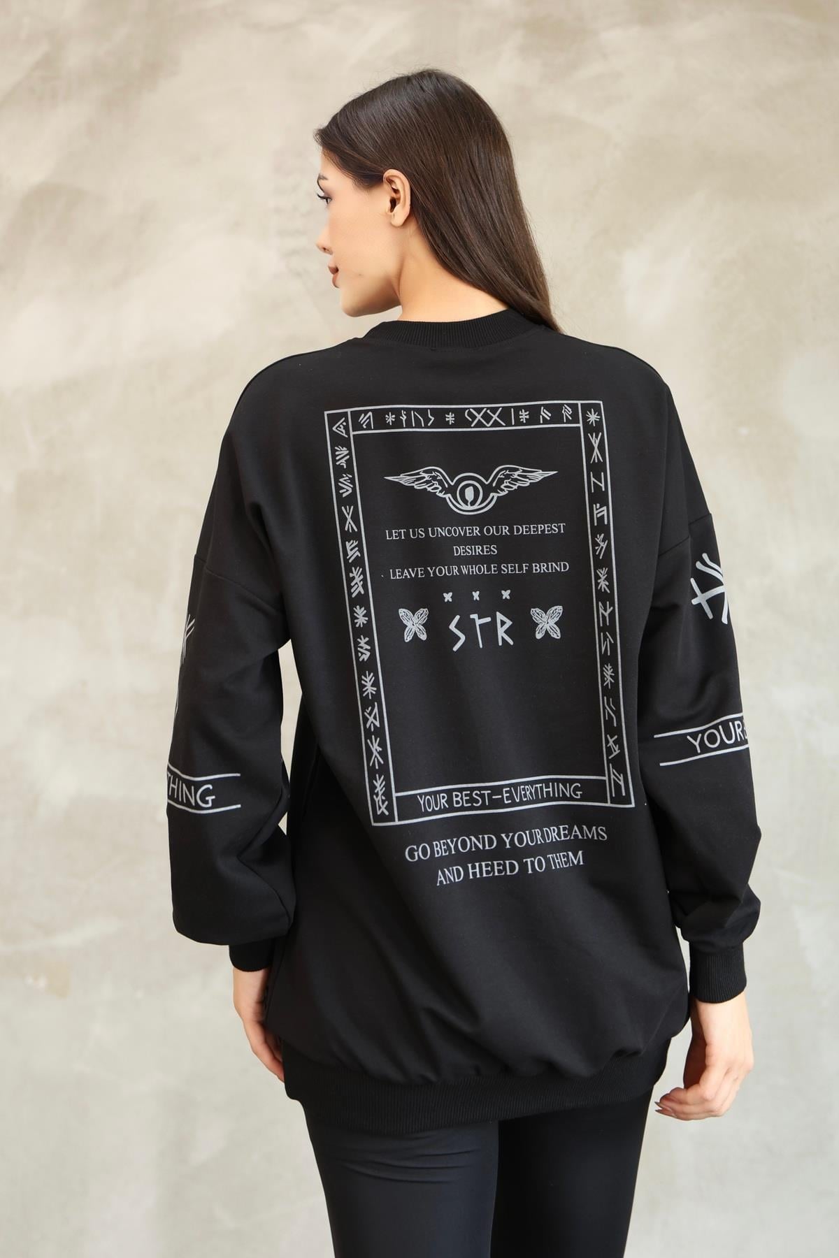 Baskılı Oversize Sweatshırt Mevsimlik 25528