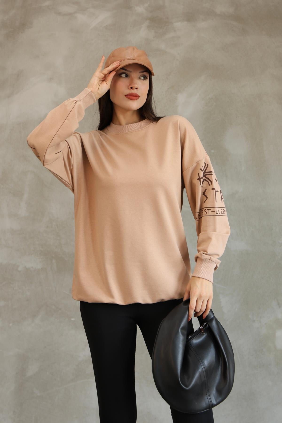 Baskılı Oversize Sweatshırt Mevsimlik 25528