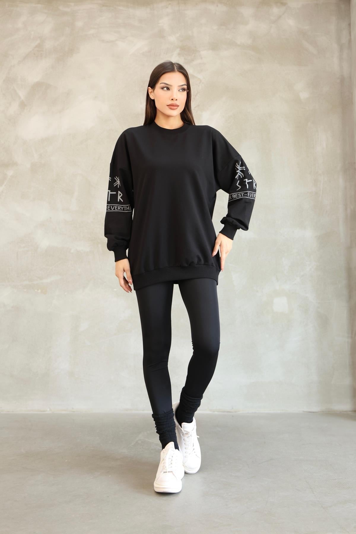 Baskılı Oversize Sweatshırt Mevsimlik 25528