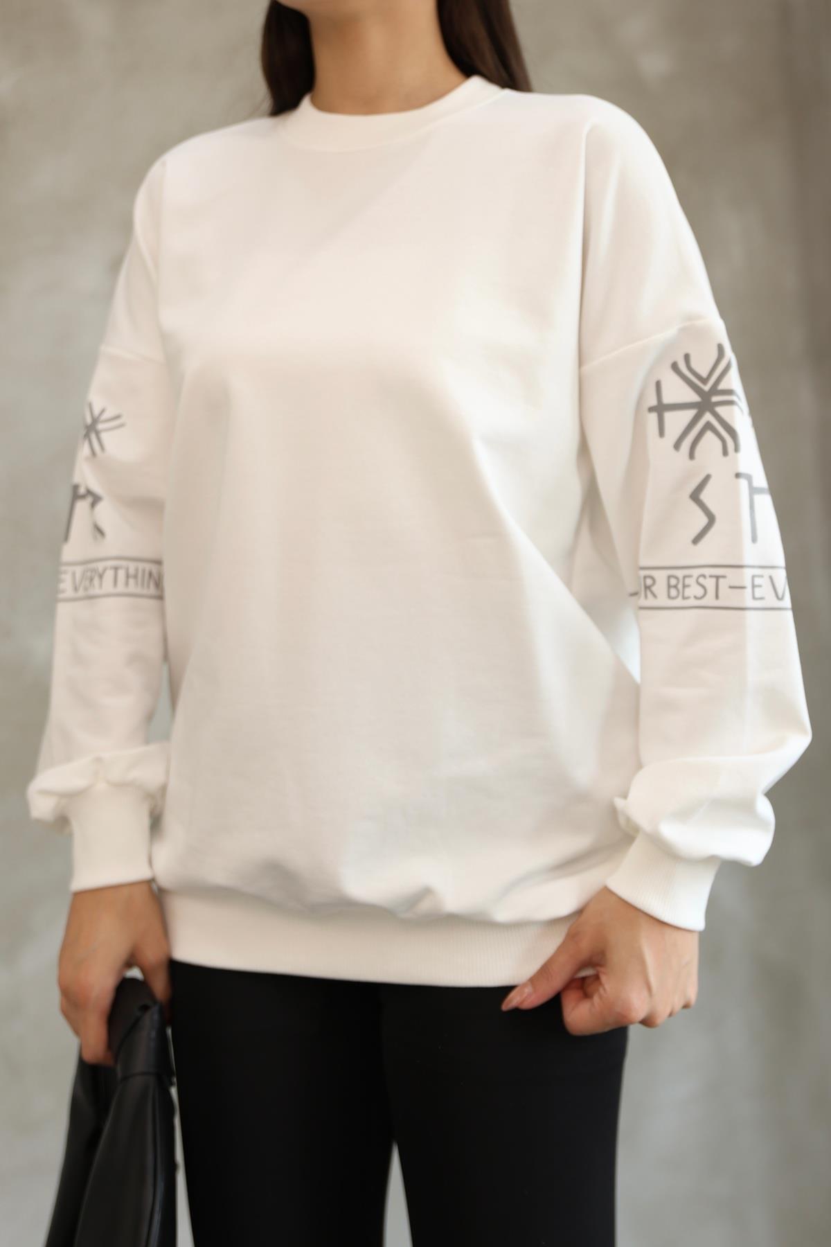 Baskılı Oversize Sweatshırt Mevsimlik 25528