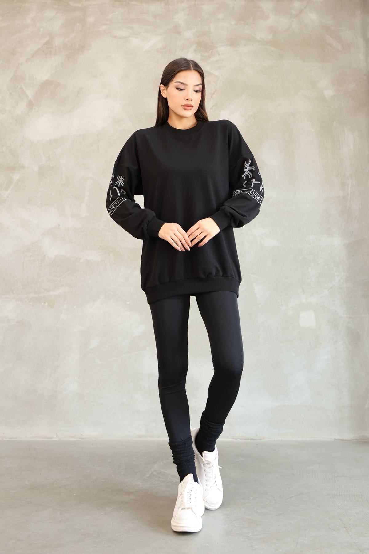 Baskılı Oversize Sweatshırt Mevsimlik 25528