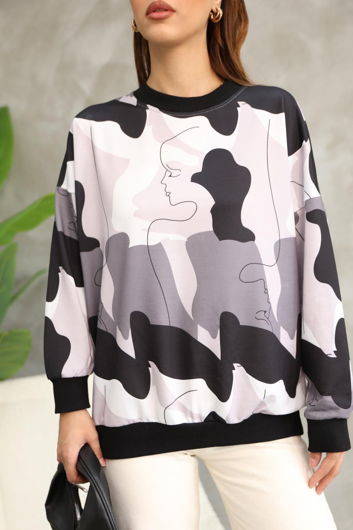 DİGİTAL BASKILI OVERSİZE SWEATSHIRT 25521