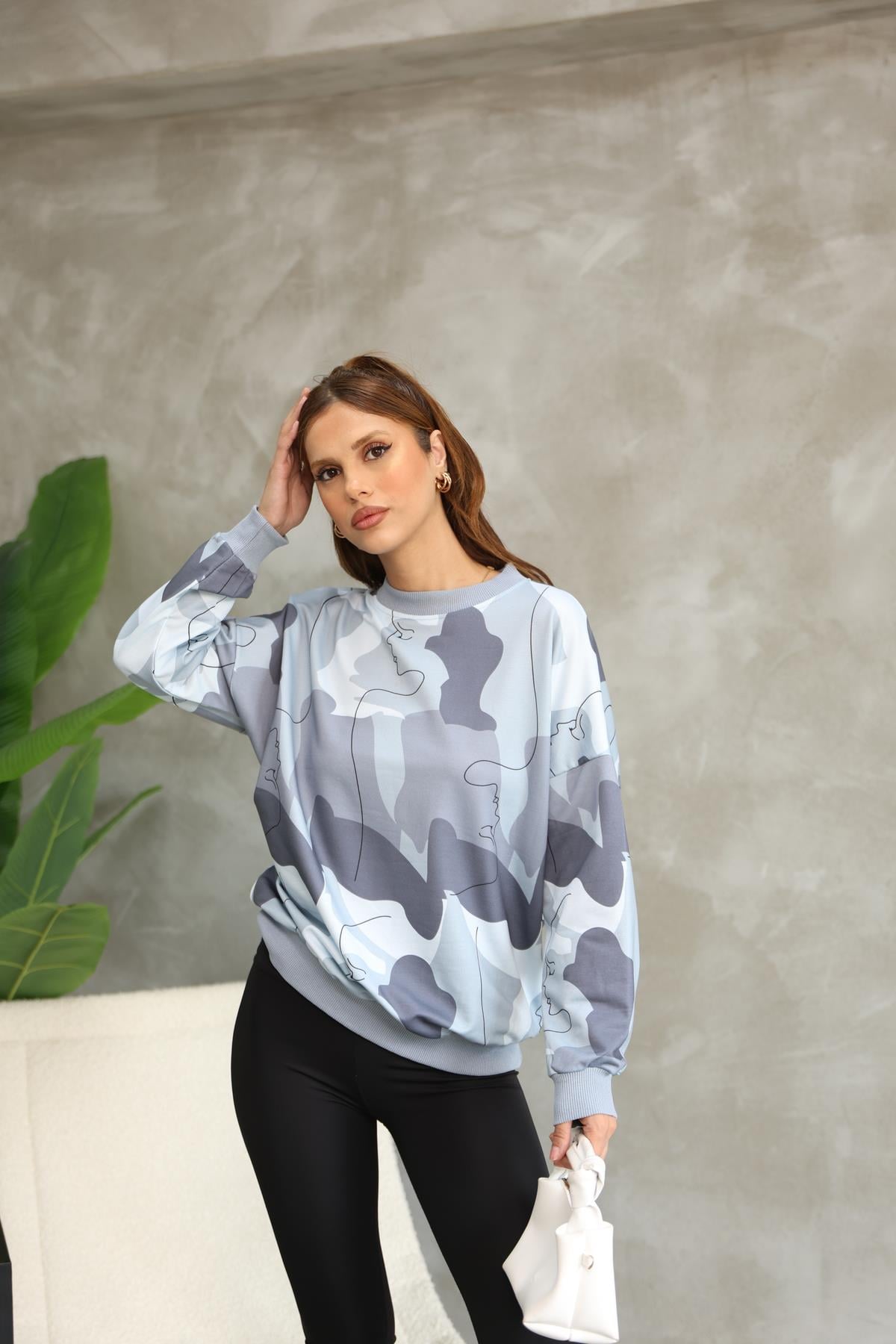 DİGİTAL BASKILI OVERSİZE SWEATSHIRT 25521