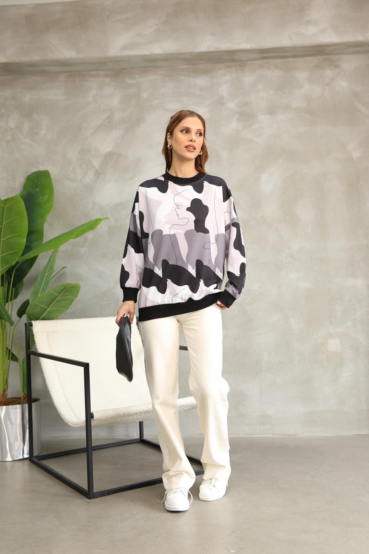 DİGİTAL BASKILI OVERSİZE SWEATSHIRT 25521